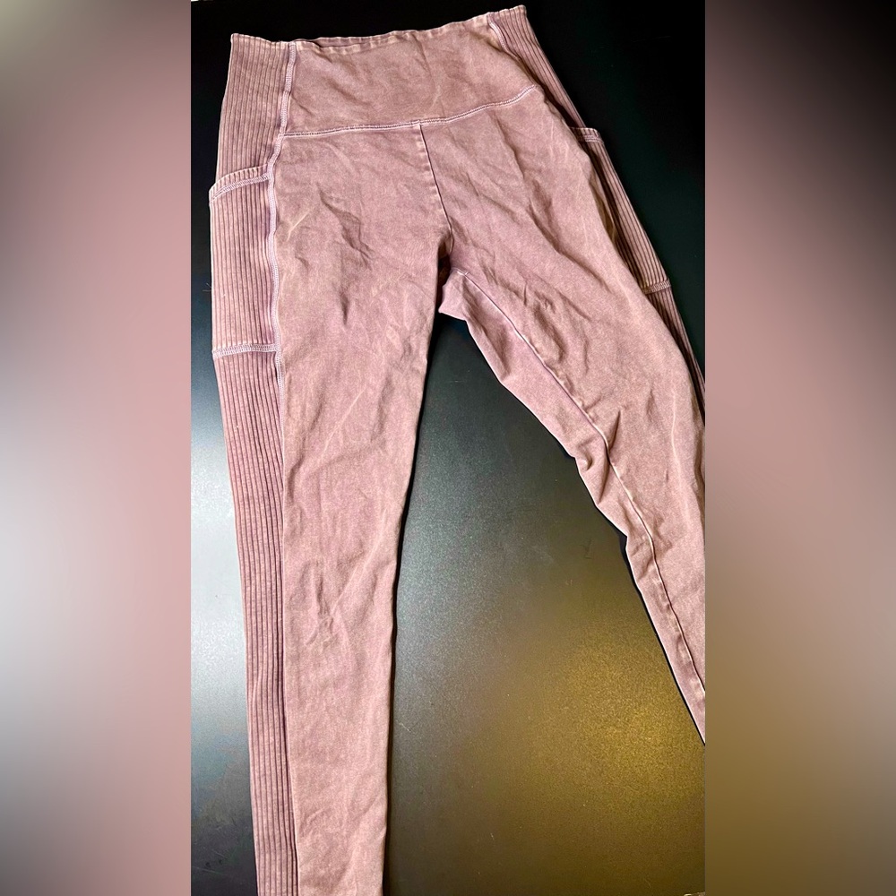 Aerie Brown Acid Washed OG Hi-Rise leggings size Medium EUC